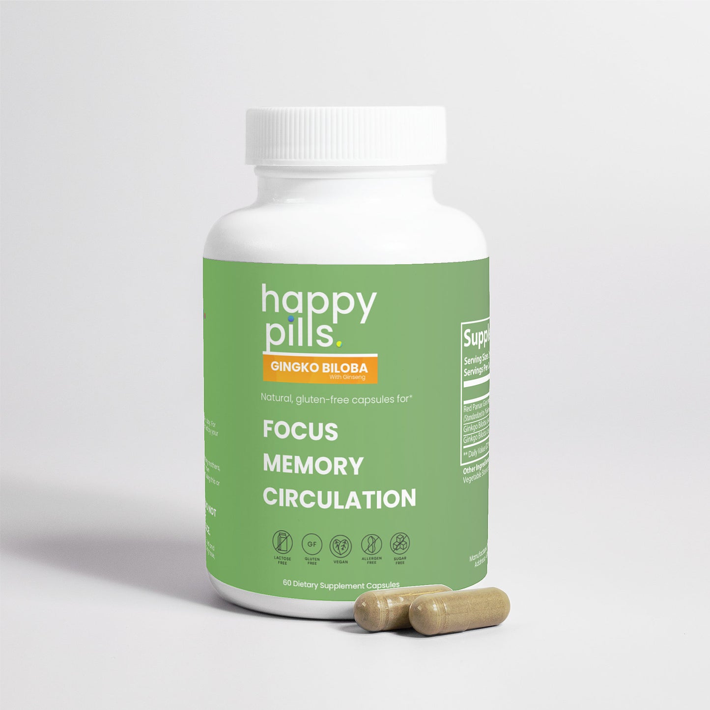 Ginkgo Biloba (Focus, Memory, Circulation) - Happy Pills