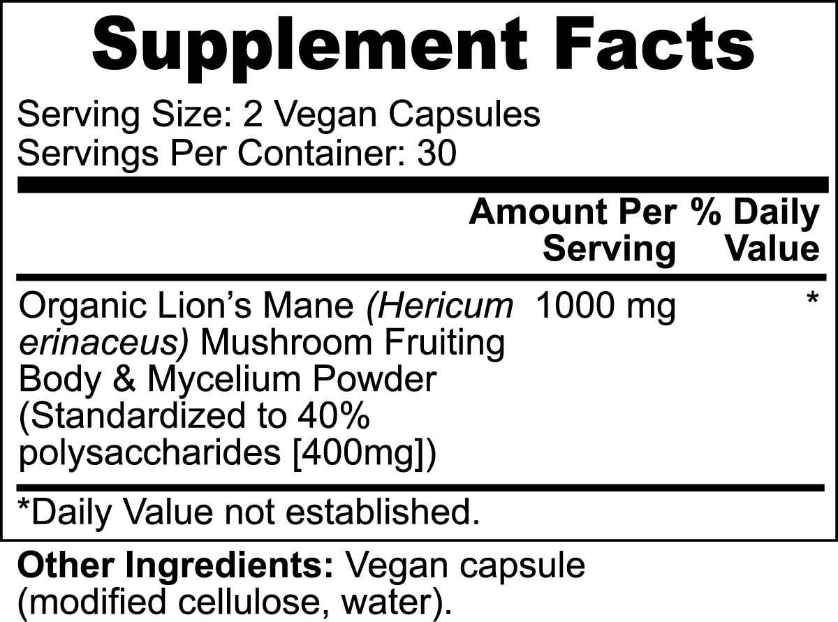 Lion's Mane Mushroom (Focus, Memory, Brain Health) - Happy Pills