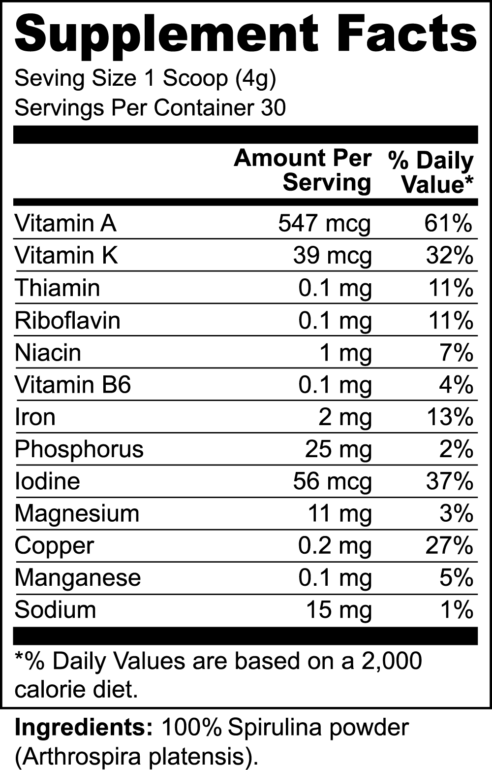 Spirulina Powder (Immunity, Rich in Iron, Antioxidants) - Happy Pills